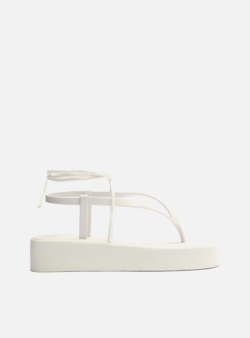 Sandália Branco Flatform Amarração Bela Brizza