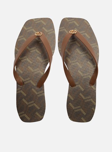 Arezzo — Chinelo de Dedo Marrom Bico Quadrado Brizza