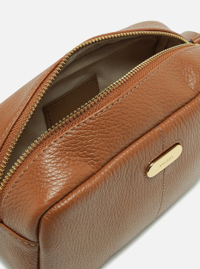 Bolsa Tiracolo Marrom Couro Pequena Tag Metal