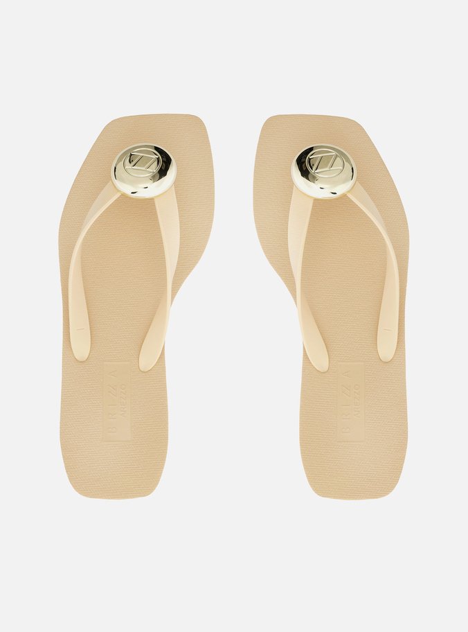 Chinelo de Dedo Nude Square Tiras Largas