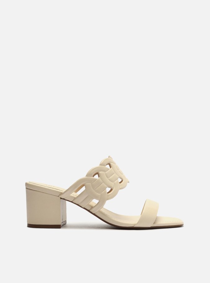 Tamanco Off-White Salto Bloco Entrelaçada