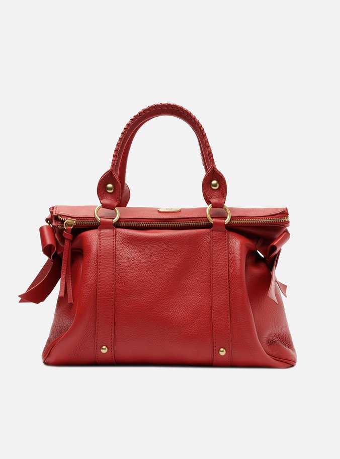 Bolsa Tote Vermelha Couro Grande Alças Mix