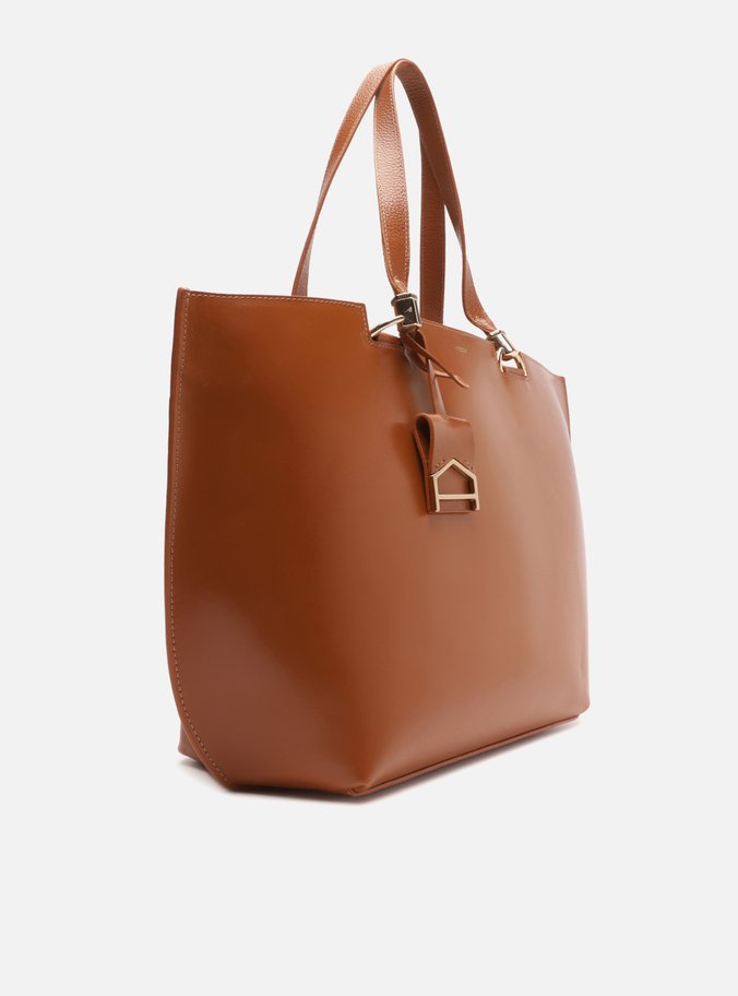 Bolsa Shopping Marrom Couro Abraccio Grande