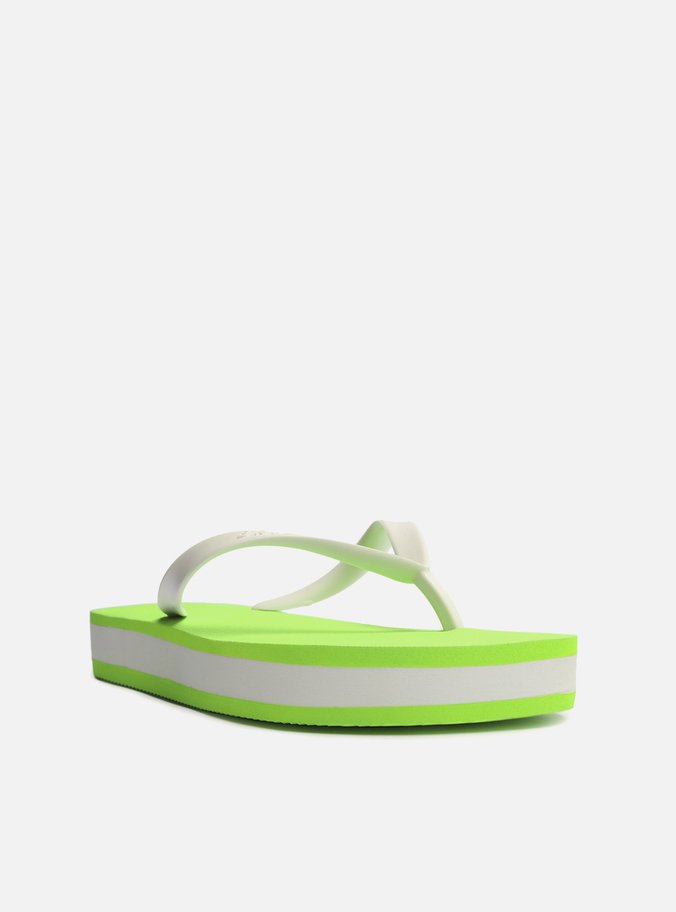 Chinelo Verde Neon e Branco Plataforma Brizza