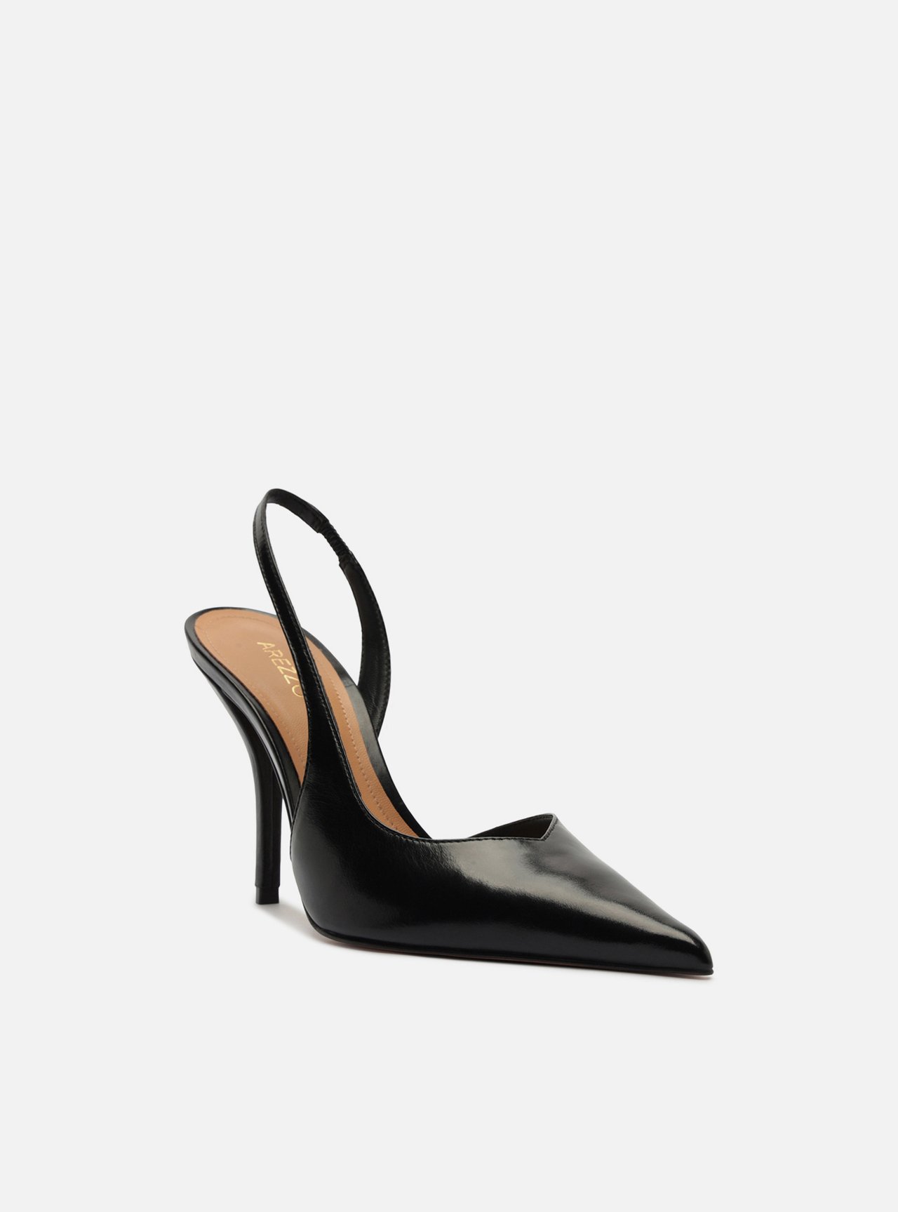 Scarpin Preto Couro Salto Fino Slingback — foto 2