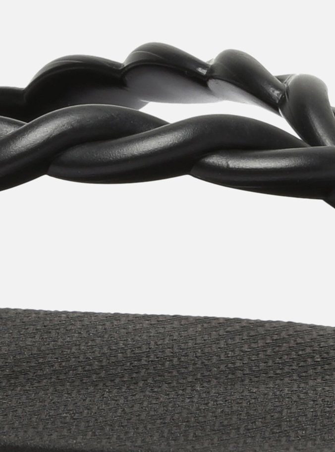 Chinelo Bico Quadrado Trançado Preto Brizza Plural