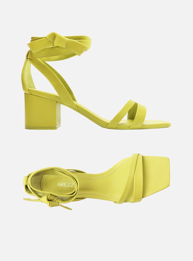 Sandália Verde Salto Bloco Lace Up