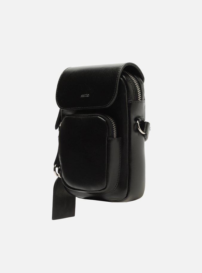 Bolsa Tiracolo Couro Preta Pequena