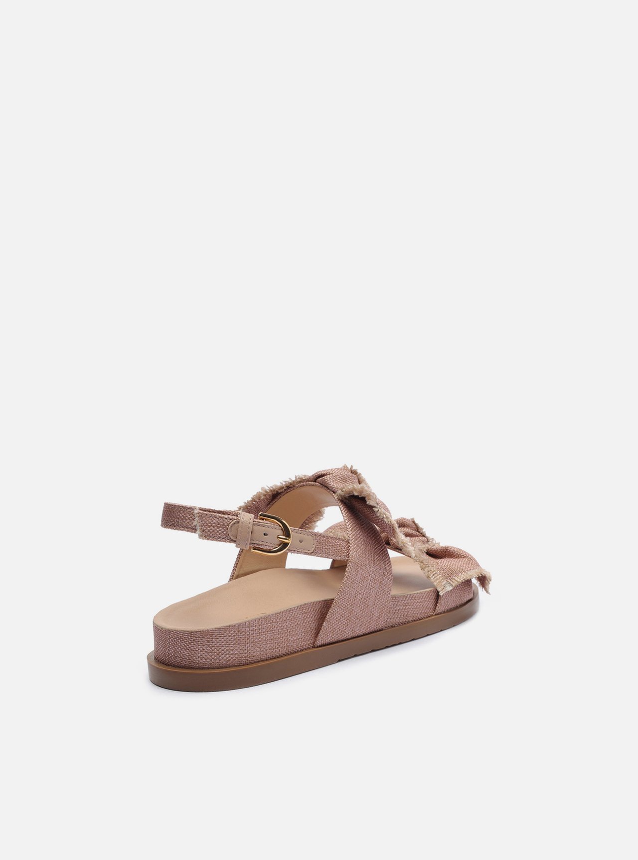 Sandália Papete Rosa Flatform Fivela Linho Lacinho — foto 3