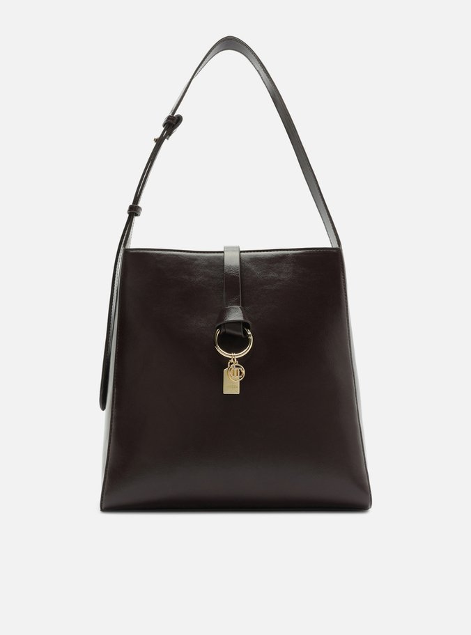 Bolsa Hobo Marrom Média Metais Dourados