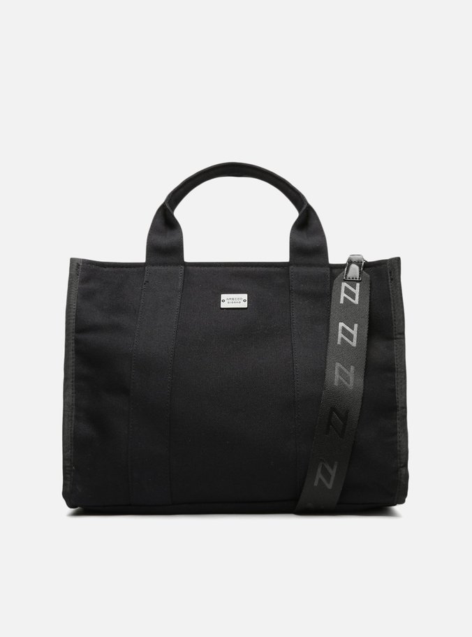 Bolsa Shopping Preta Lona Grande