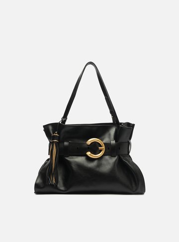 Bolsa Tiracolo Preta Couro Isa Média