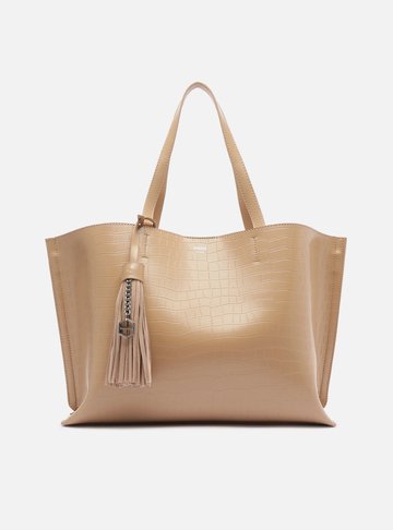 Bolsa Shopping Bege Croco Grande Barbicacho