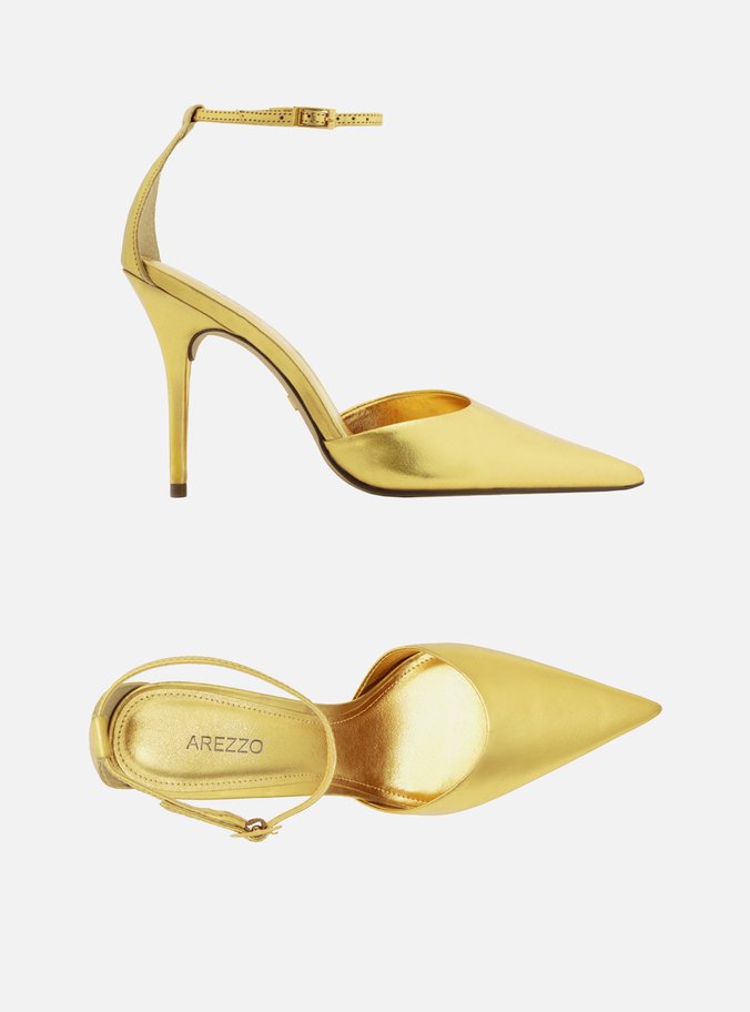 Scarpin Dourado Salto Fino