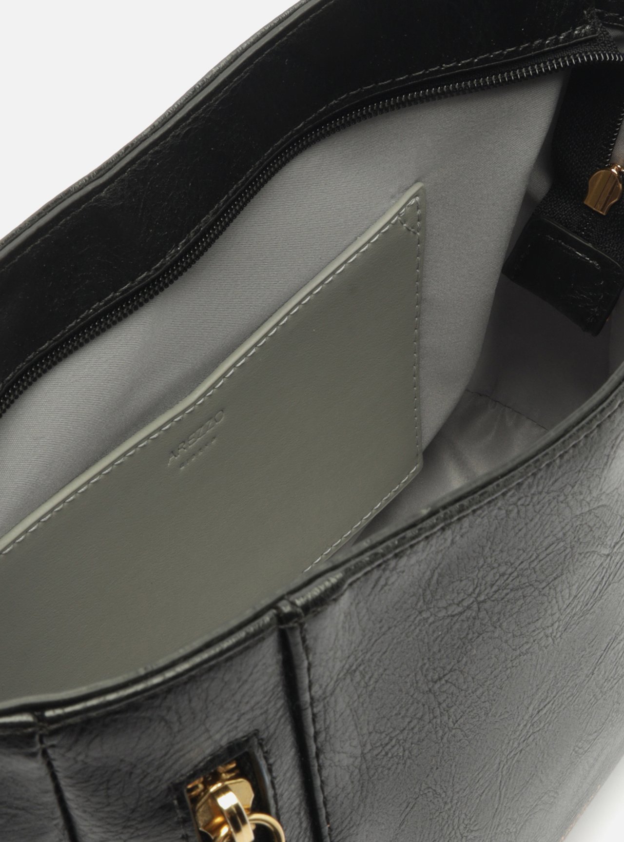 Bolsa Tiracolo Preta Média Bolso Frontal Zíper — foto 4