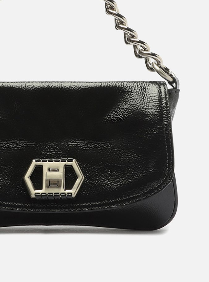 Bolsa Tiracolo Preta Couro Amélia Pequena