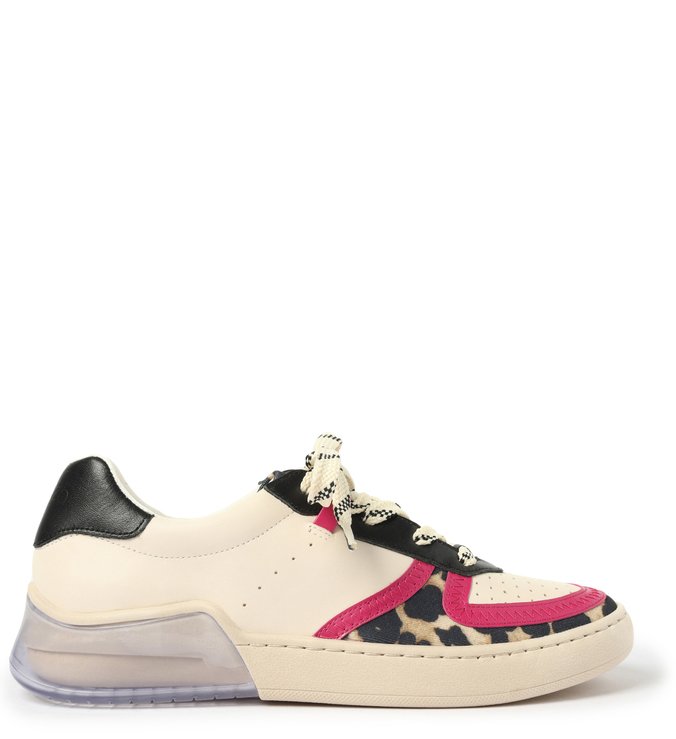 Tênis Bege Couro Athleisure Animal Print