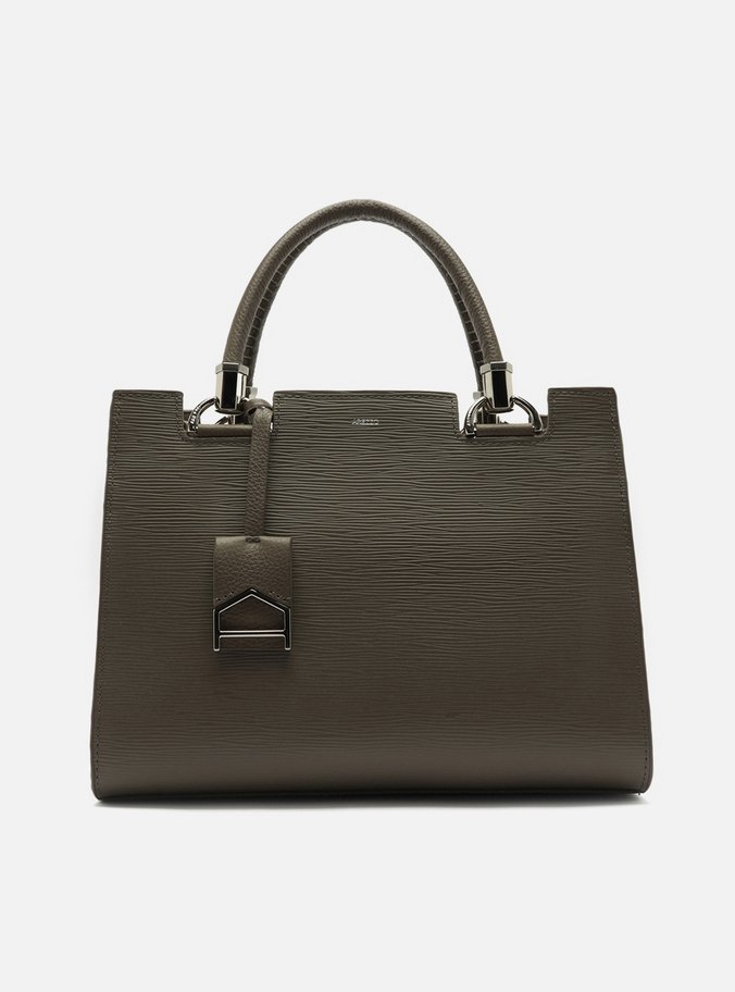 Bolsa Tote Cinza Couro Abraccio Grande