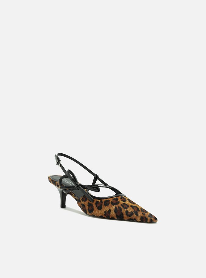 Scarpin Animal Print Salto Fino Slingback Laço
