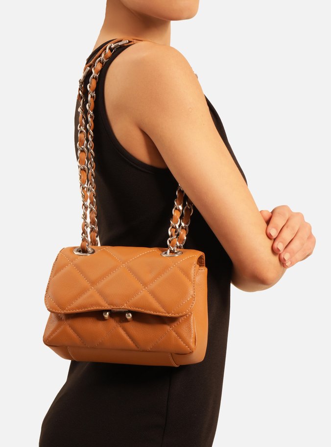 Bolsa Tiracolo Marrom Couro Pequena Mizz