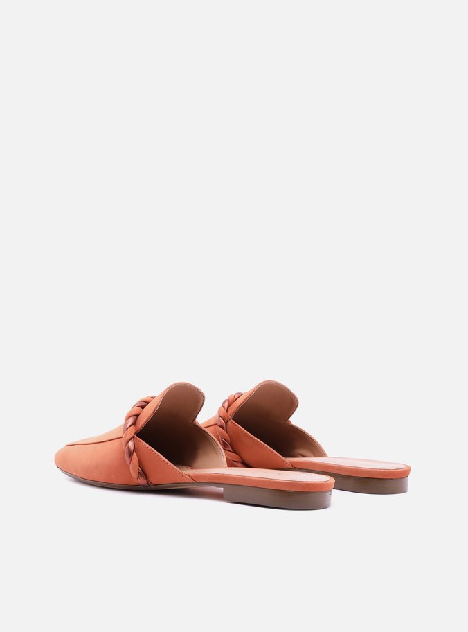 Mule Laranja Couro Salto Hot Pepper Metal