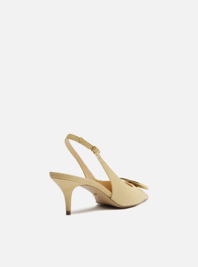 Scarpin Bege Ráfia Slingback Circle