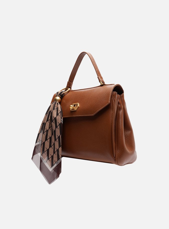 Bolsa Satchel Caramelo Couro Média Lenço