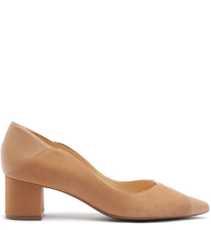Scarpin Nobuck Salto Baixo Snake Soft Avelã