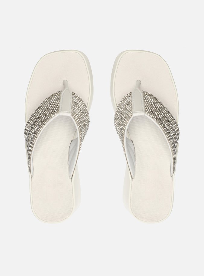 Tamanco Branca Strass Flatform Lulu Brizza
