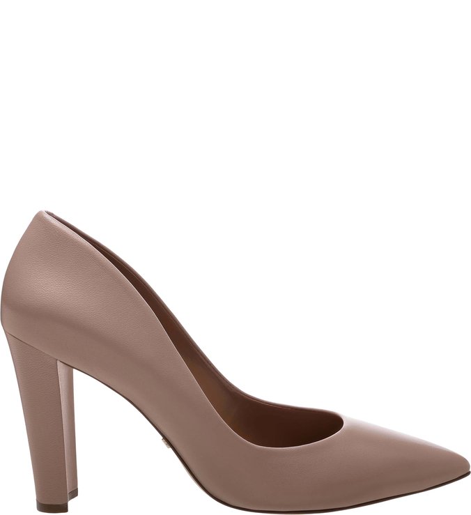 Scarpin Couro Salto Bloco Light Cream