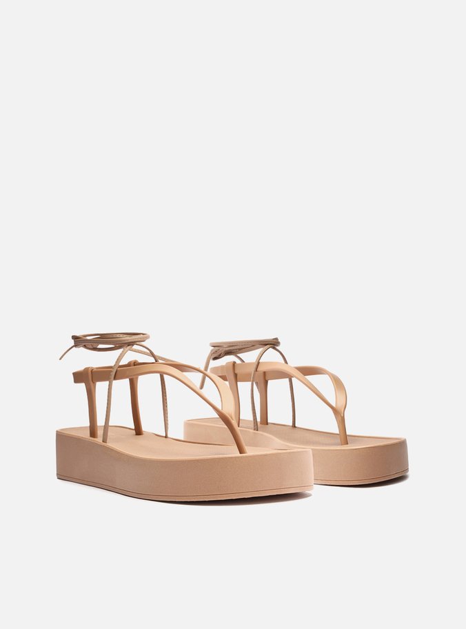 Sandália Marrom Flatform Amarração Bela Brizza