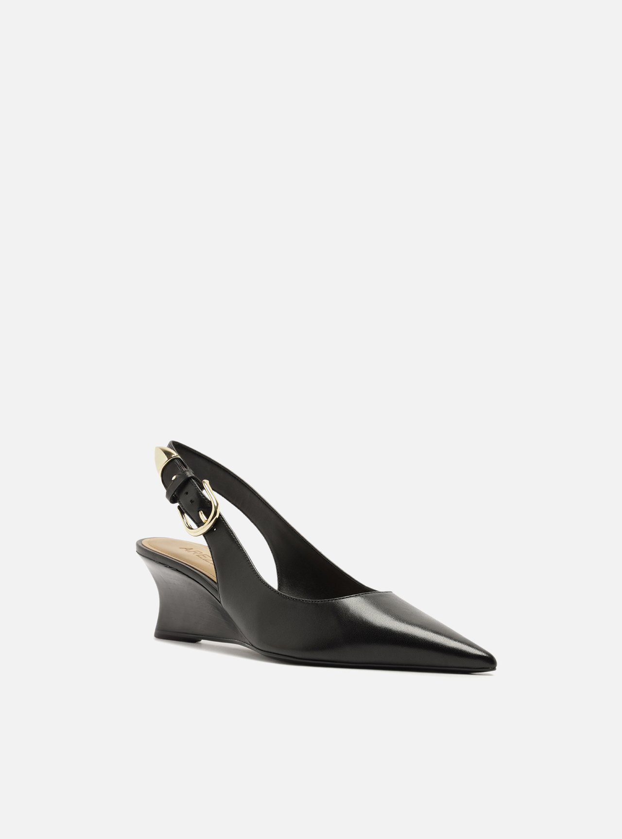 Scarpin Preto Couro Anabela Fachete Slingback — foto 2