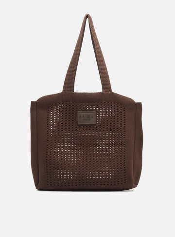 Arezzo — Bolsa Shopping Marrom Knit Grande Brizza