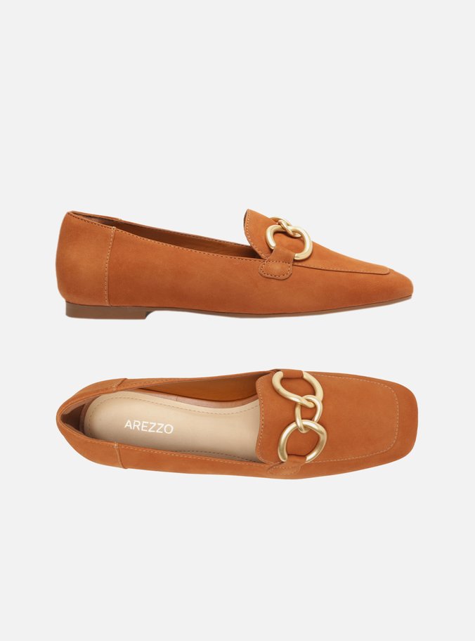 Mocassim Marrom Nobuck Bico Quadrado Elos