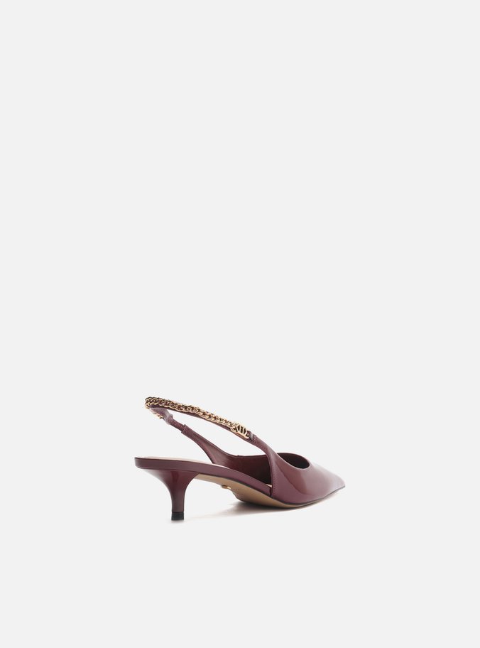 Scarpin Vermelho Salto Kitten Slingback Corrente
