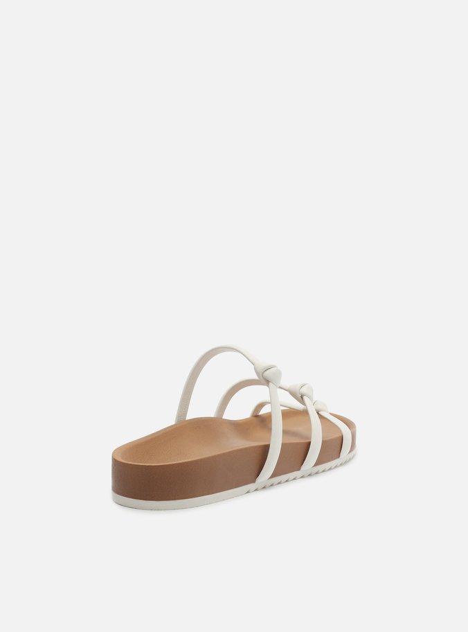 Sandália Papete Branca Flatform Tiras Nó