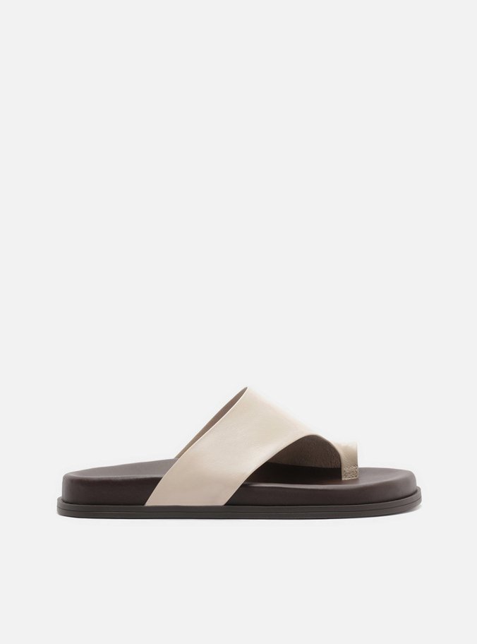 Papete Off White Couro Dedeira Tira Larga