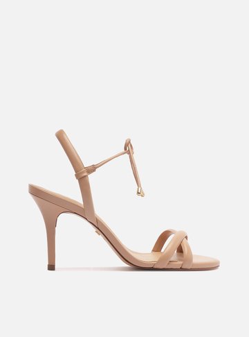 Sandália Nude Salto Médio Fino Tiras
