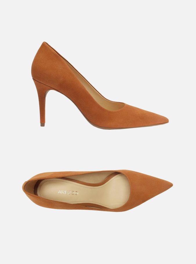 Scarpin Marrom Nobuck Salto Fino Bico Fino