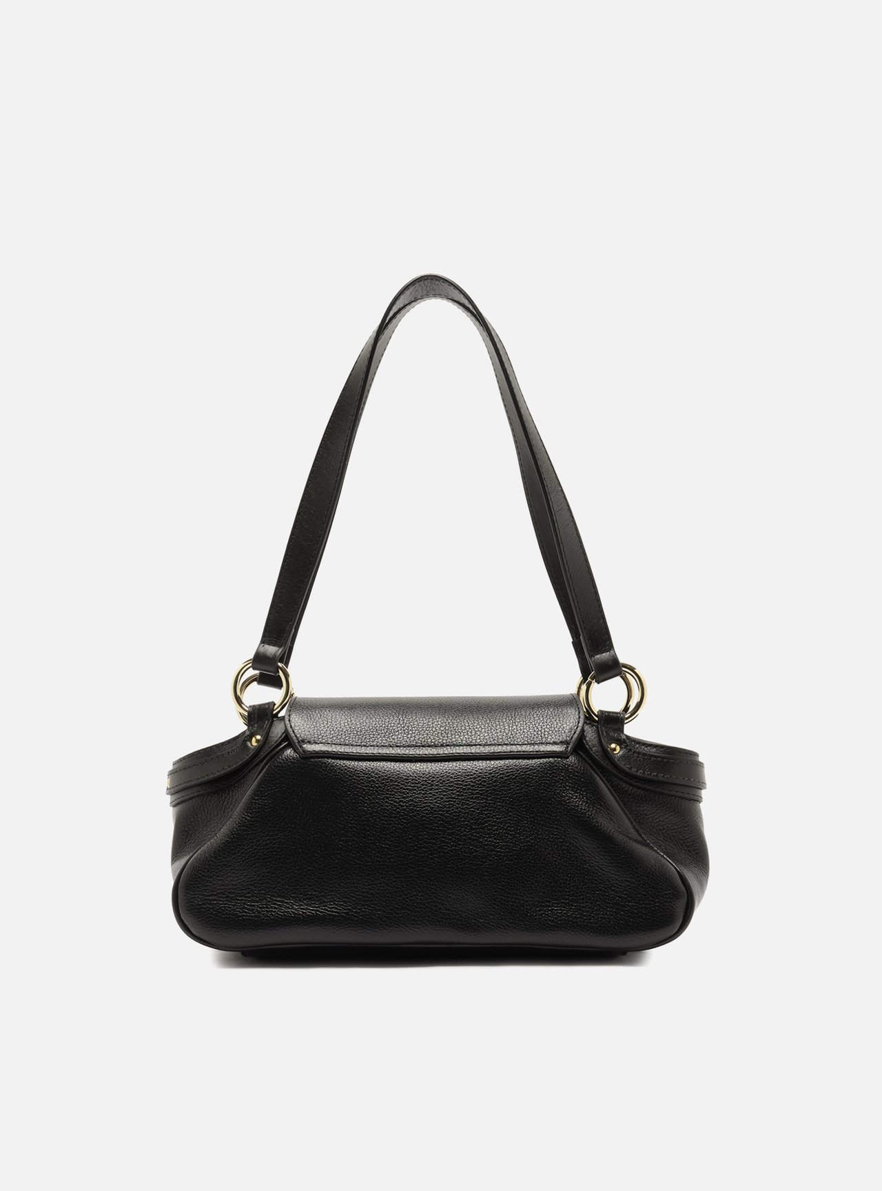 Bolsa Shoulder Preta Couro Média Metais — foto 3