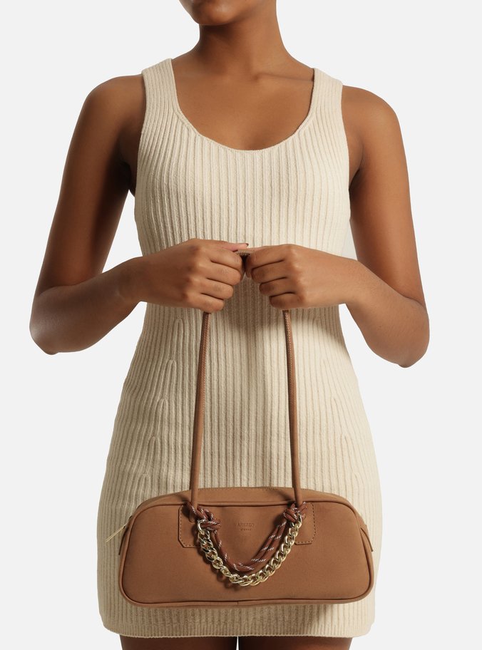 Bolsa Bowling Marrom Nobuck Grande Cordão