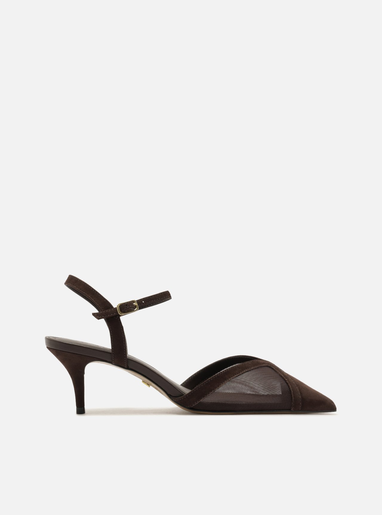 Scarpin Marrom Slingback Salto Fino Fivela — foto 1