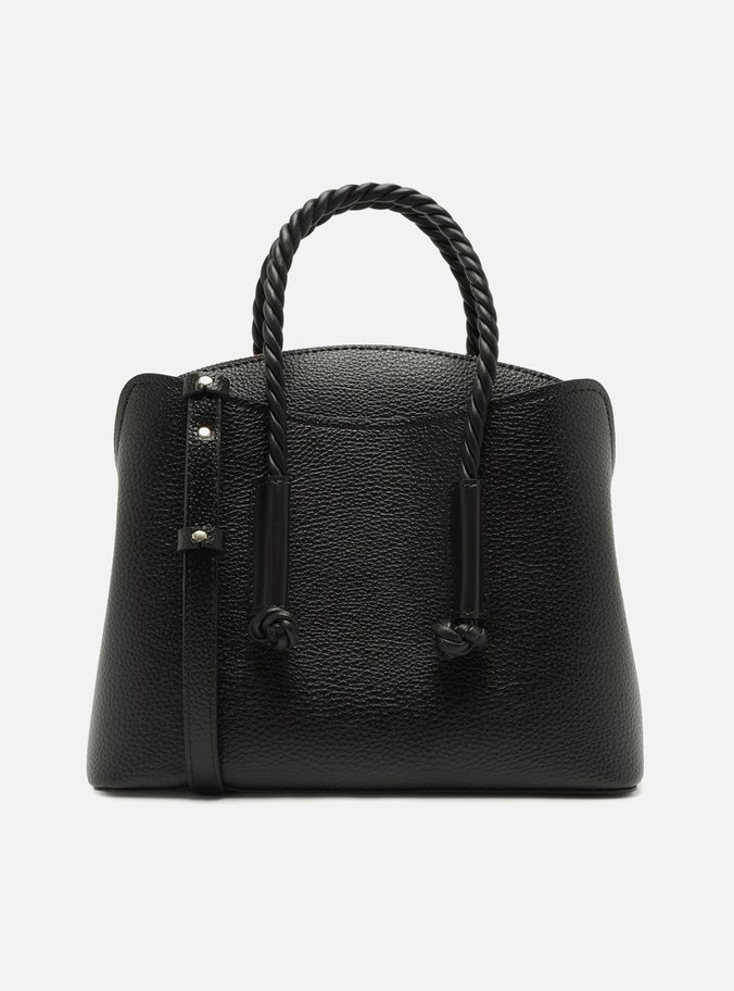 Bolsa Tote Preta Giorno Grande Alça Trançada
