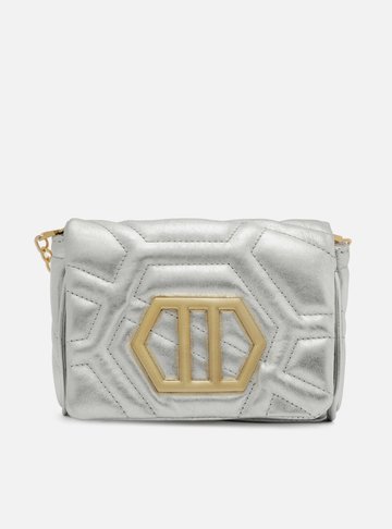 Bolsa Tiracolo Prateada Couro Emma Pequena