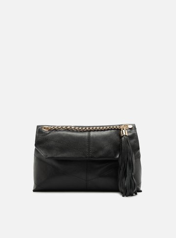 Bolsa Tiracolo Preta Couro Pequena Barbicacho