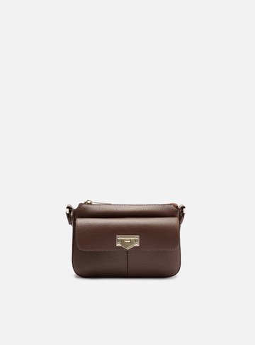 Bolsa Tiracolo Marrom Escura Pequena Encaixe Metal