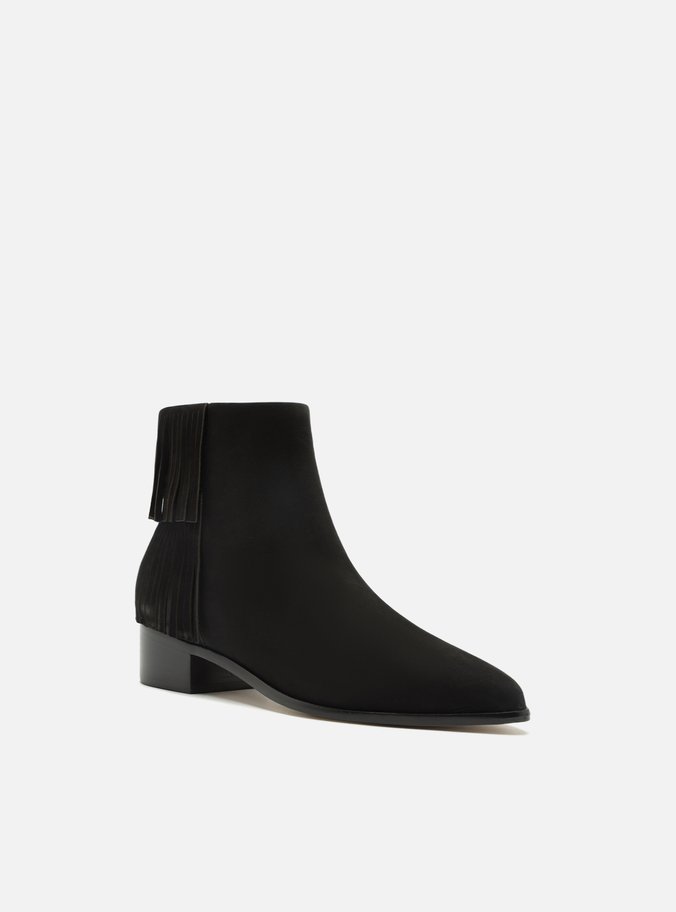 Bota Preta Nobuck Cano Curto Franjas
