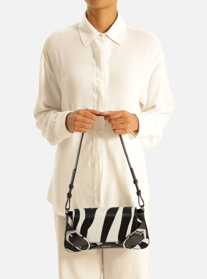 Bolsa Tiracolo Animal Print Couro Pequena Maxi Fivelas