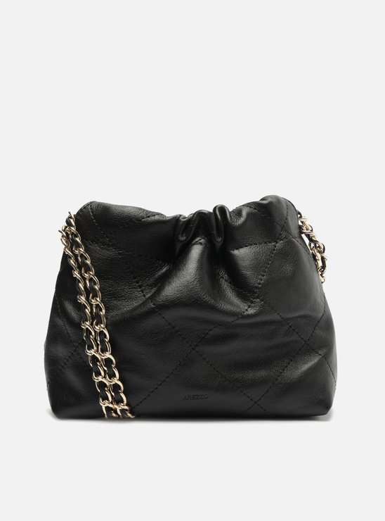 Bolsa Tiracolo Preta Couro Esther Pequena