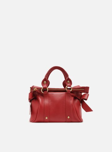 Bolsa Tote Vermelha Couro Pequena Alças Mix
